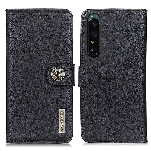 Leather Case Stands Flip Cover Holder K02Z for Sony Xperia 1 IV Black