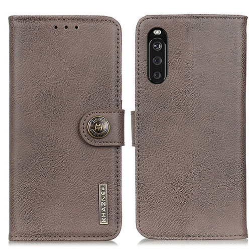 Leather Case Stands Flip Cover Holder K02Z for Sony Xperia 10 III Lite Gray