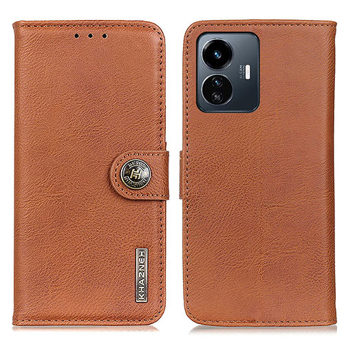 Leather Case Stands Flip Cover Holder K02Z for Vivo iQOO Z6 Lite 5G Brown