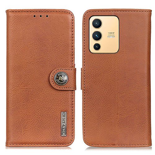 Leather Case Stands Flip Cover Holder K02Z for Vivo V23 5G Brown