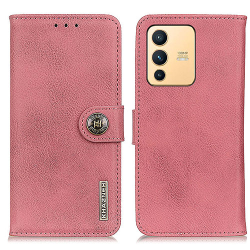 Leather Case Stands Flip Cover Holder K02Z for Vivo V23 5G Pink