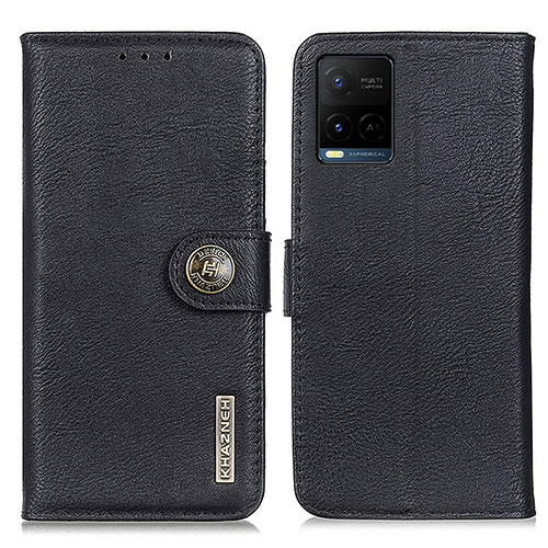 Leather Case Stands Flip Cover Holder K02Z for Vivo Y21 Black