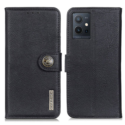 Leather Case Stands Flip Cover Holder K02Z for Vivo Y55s 5G Black