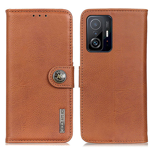 Leather Case Stands Flip Cover Holder K02Z for Xiaomi Mi 11T 5G Brown