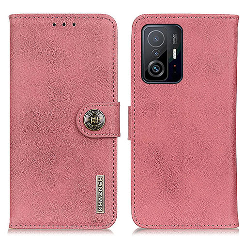 Leather Case Stands Flip Cover Holder K02Z for Xiaomi Mi 11T Pro 5G Pink