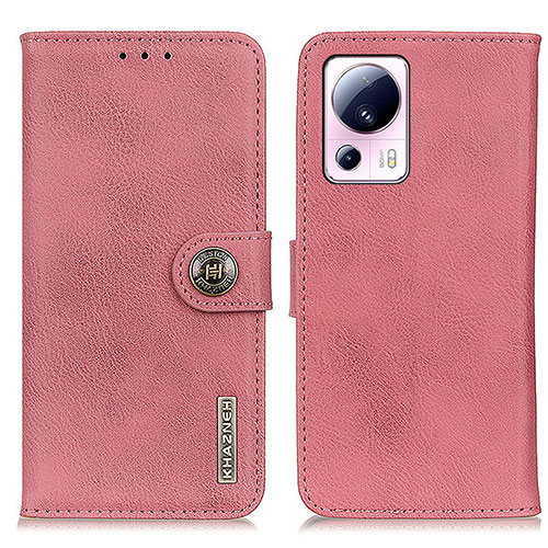 Leather Case Stands Flip Cover Holder K02Z for Xiaomi Mi 13 Lite 5G Pink