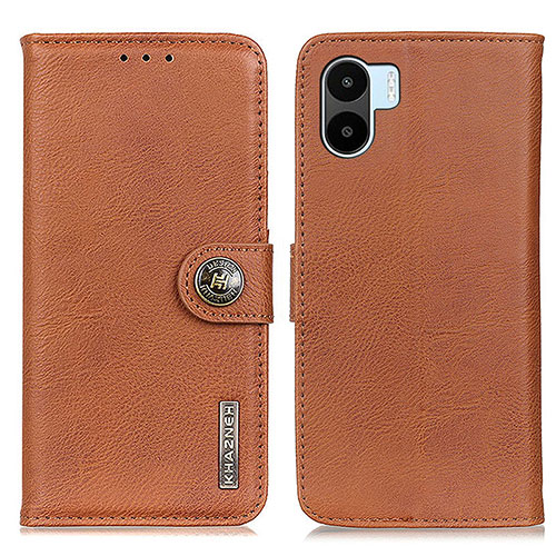 Leather Case Stands Flip Cover Holder K02Z for Xiaomi Poco C50 Brown