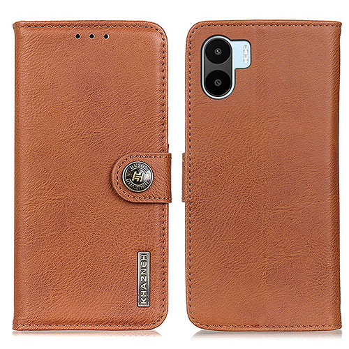 Leather Case Stands Flip Cover Holder K02Z for Xiaomi Poco C51 Brown