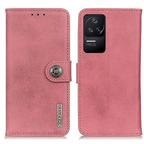 Leather Case Stands Flip Cover Holder K02Z for Xiaomi Poco F4 5G Pink