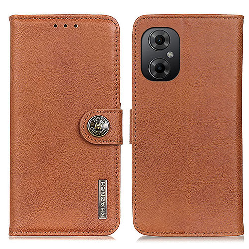 Leather Case Stands Flip Cover Holder K02Z for Xiaomi Poco M4 5G Brown