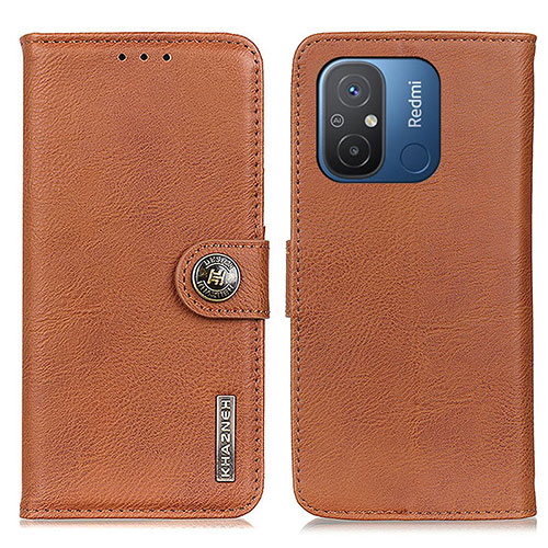 Leather Case Stands Flip Cover Holder K02Z for Xiaomi Redmi 12C 4G Brown