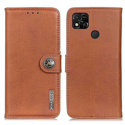 Leather Case Stands Flip Cover Holder K02Z for Xiaomi Redmi 9C Brown