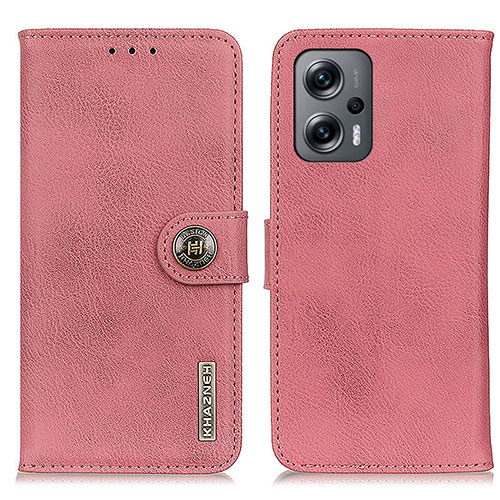 Leather Case Stands Flip Cover Holder K02Z for Xiaomi Redmi Note 11T Pro 5G Pink