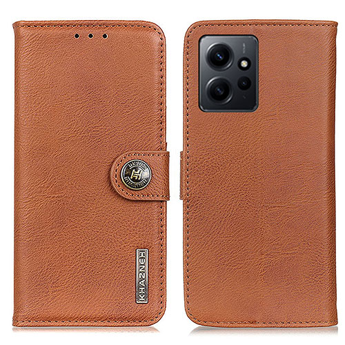 Leather Case Stands Flip Cover Holder K02Z for Xiaomi Redmi Note 12 4G Brown