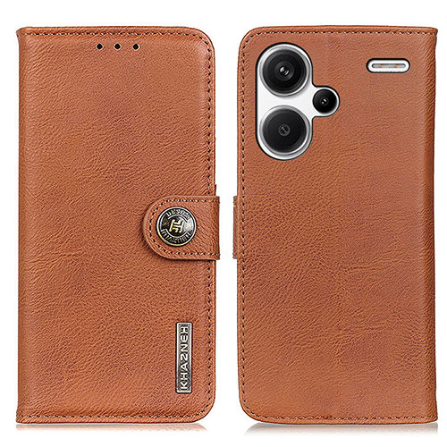 Leather Case Stands Flip Cover Holder K02Z for Xiaomi Redmi Note 13 Pro+ Plus 5G Brown