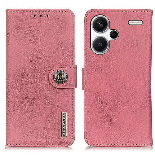 Leather Case Stands Flip Cover Holder K02Z for Xiaomi Redmi Note 13 Pro+ Plus 5G Pink