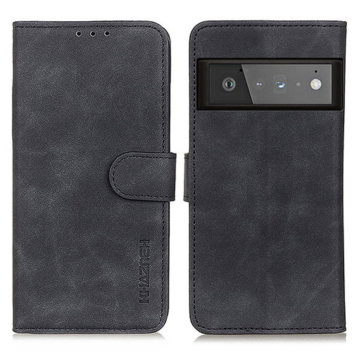 Leather Case Stands Flip Cover Holder K03Z for Google Pixel 6 Pro 5G Black