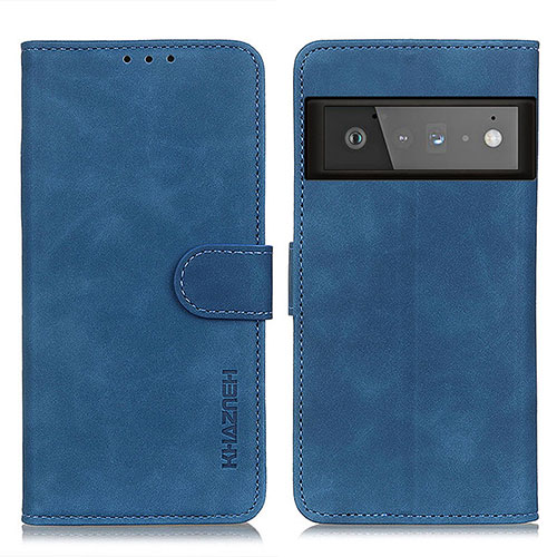 Leather Case Stands Flip Cover Holder K03Z for Google Pixel 6 Pro 5G Blue