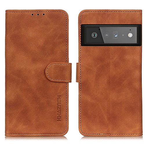 Leather Case Stands Flip Cover Holder K03Z for Google Pixel 6 Pro 5G Brown