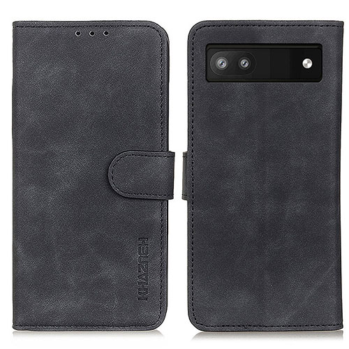 Leather Case Stands Flip Cover Holder K03Z for Google Pixel 6a 5G Black