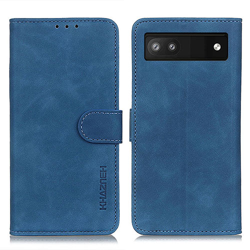Leather Case Stands Flip Cover Holder K03Z for Google Pixel 6a 5G Blue