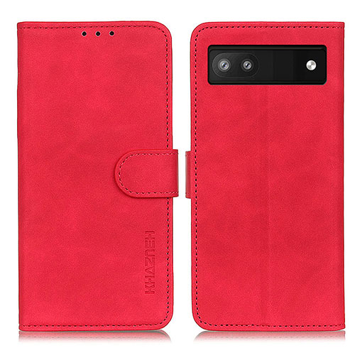 Leather Case Stands Flip Cover Holder K03Z for Google Pixel 6a 5G Red