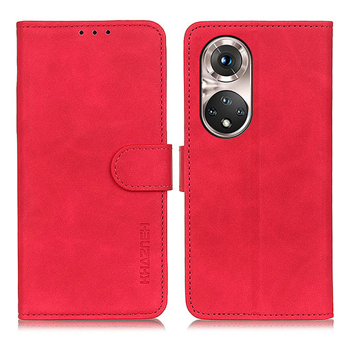 Leather Case Stands Flip Cover Holder K03Z for Huawei Honor 50 Pro 5G Red