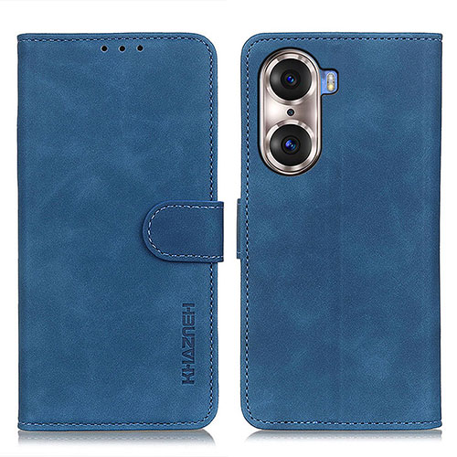 Leather Case Stands Flip Cover Holder K03Z for Huawei Honor 60 5G Blue