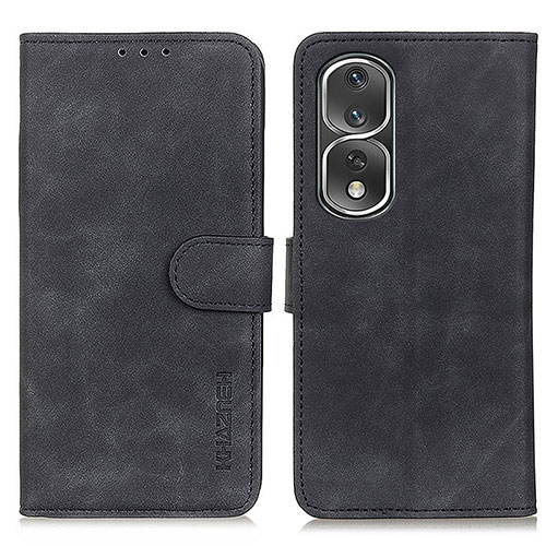 Leather Case Stands Flip Cover Holder K03Z for Huawei Honor 80 Pro Flat 5G Black