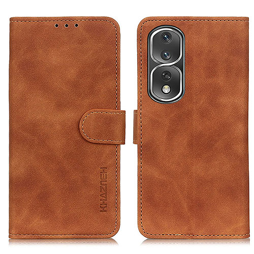 Leather Case Stands Flip Cover Holder K03Z for Huawei Honor 80 Pro Flat 5G Brown