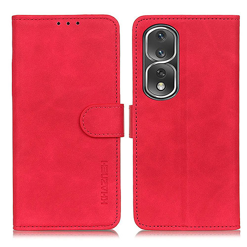 Leather Case Stands Flip Cover Holder K03Z for Huawei Honor 80 Pro Flat 5G Red