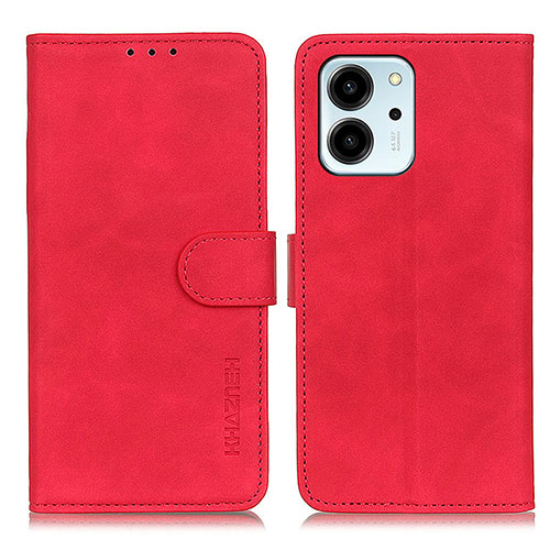 Leather Case Stands Flip Cover Holder K03Z for Huawei Honor 80 SE 5G Red