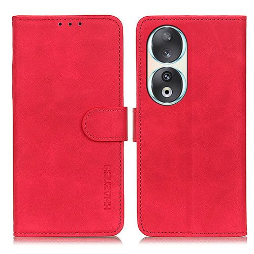 Leather Case Stands Flip Cover Holder K03Z for Huawei Honor 90 5G Red