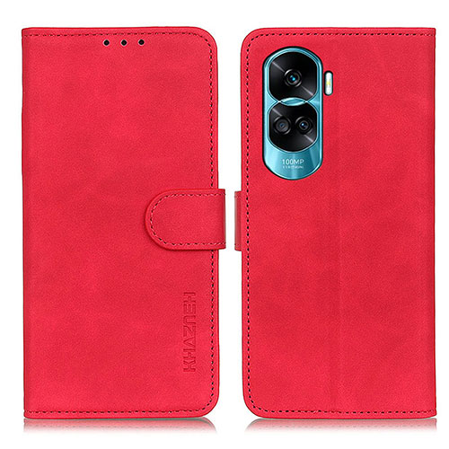 Leather Case Stands Flip Cover Holder K03Z for Huawei Honor 90 Lite 5G Red