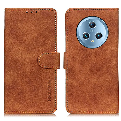 Leather Case Stands Flip Cover Holder K03Z for Huawei Honor Magic5 5G Brown