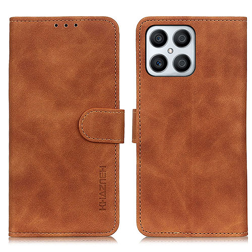 Leather Case Stands Flip Cover Holder K03Z for Huawei Honor X8 4G Brown