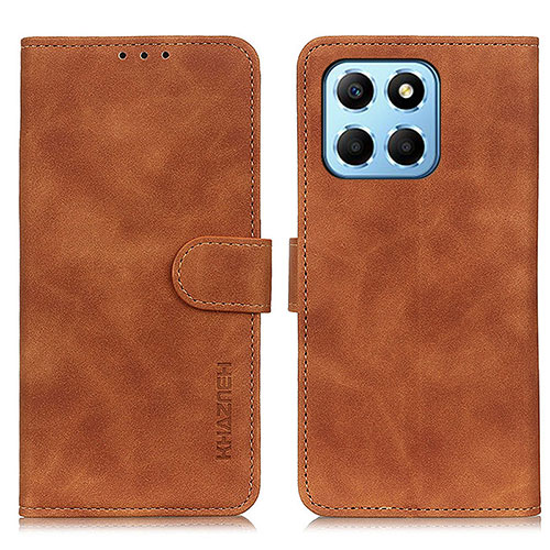 Leather Case Stands Flip Cover Holder K03Z for Huawei Honor X8 5G Brown