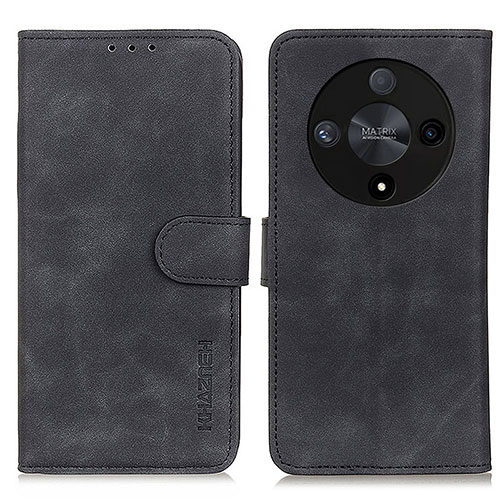 Leather Case Stands Flip Cover Holder K03Z for Huawei Honor X9b 5G Black