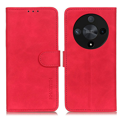 Leather Case Stands Flip Cover Holder K03Z for Huawei Honor X9b 5G Red