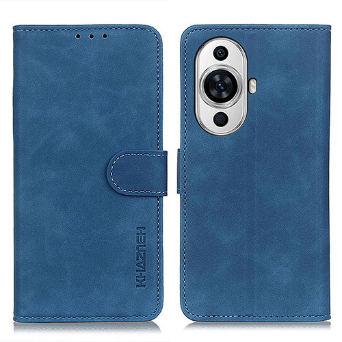 Leather Case Stands Flip Cover Holder K03Z for Huawei Nova 11 Blue