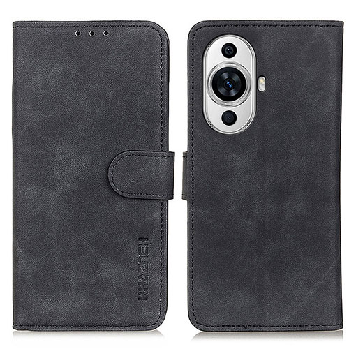 Leather Case Stands Flip Cover Holder K03Z for Huawei Nova 11 Pro Black