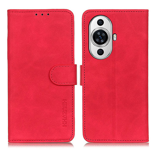 Leather Case Stands Flip Cover Holder K03Z for Huawei Nova 11 Red