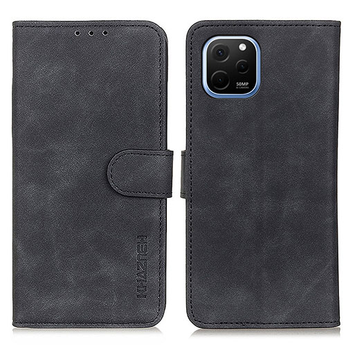 Leather Case Stands Flip Cover Holder K03Z for Huawei Nova Y61 Black