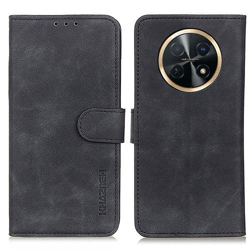 Leather Case Stands Flip Cover Holder K03Z for Huawei Nova Y91 Black