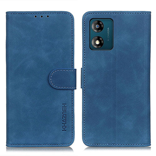 Leather Case Stands Flip Cover Holder K03Z for Motorola Moto E13 Blue