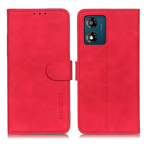 Leather Case Stands Flip Cover Holder K03Z for Motorola Moto E13 Red