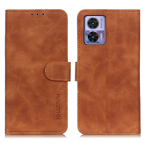 Leather Case Stands Flip Cover Holder K03Z for Motorola Moto Edge 30 Lite 5G Brown