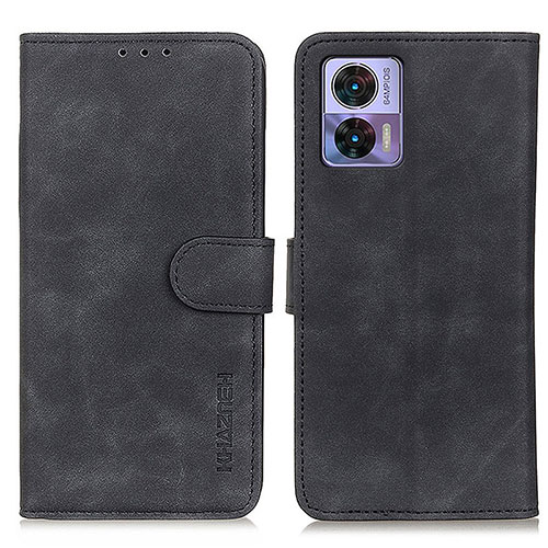 Leather Case Stands Flip Cover Holder K03Z for Motorola Moto Edge 30 Neo 5G Black