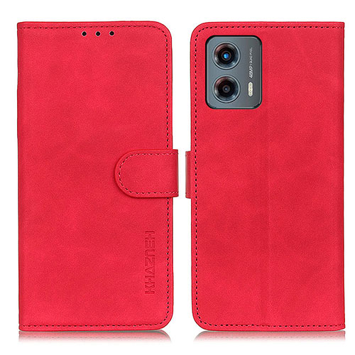 Leather Case Stands Flip Cover Holder K03Z for Motorola Moto G 5G (2023) Red