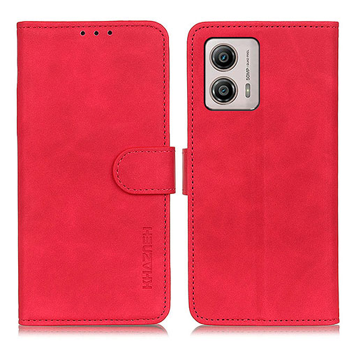 Leather Case Stands Flip Cover Holder K03Z for Motorola Moto G53 5G Red